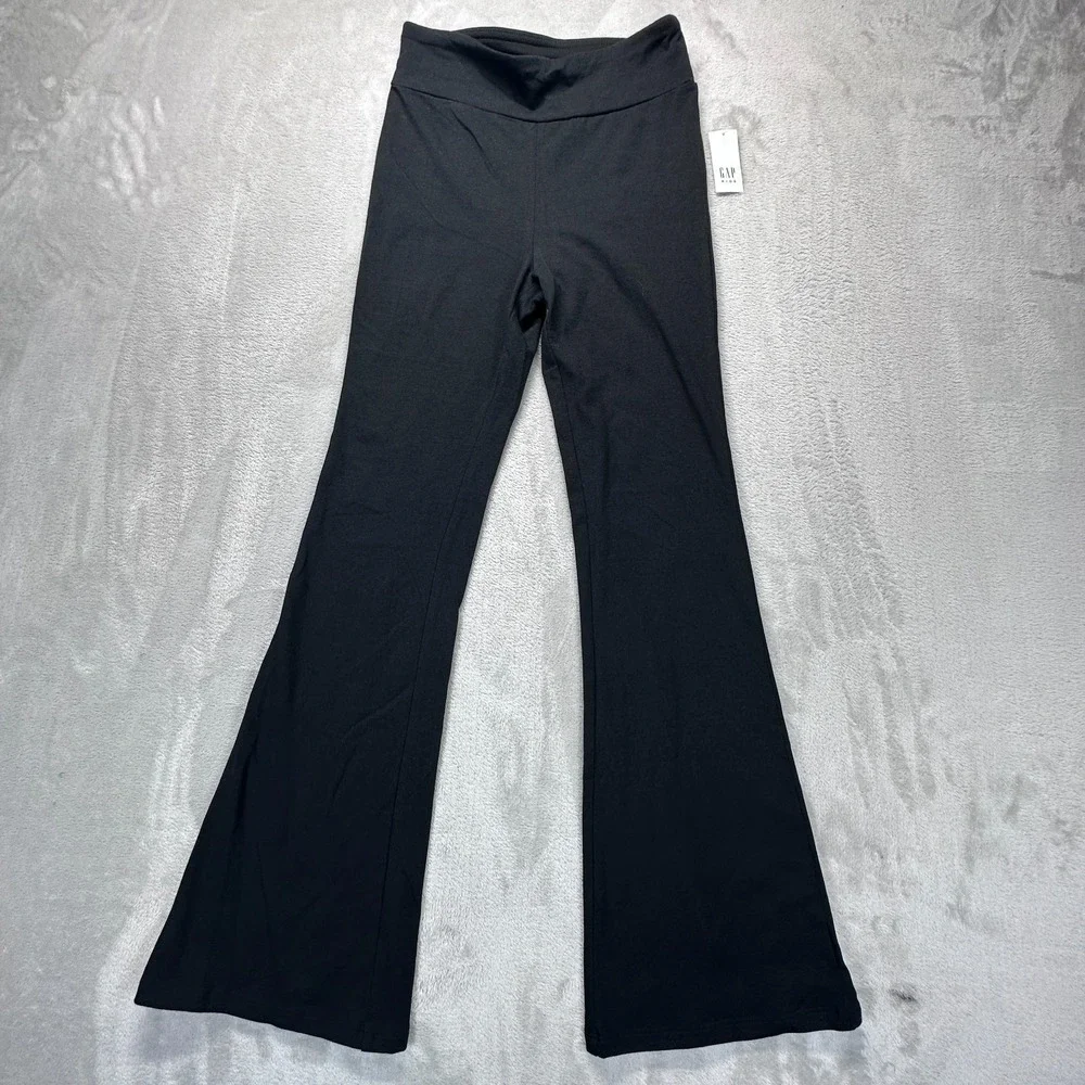 Gap Kids Flare Leggings Girls XL 12 Black Cotton Stretch Elastic Waist Pull On